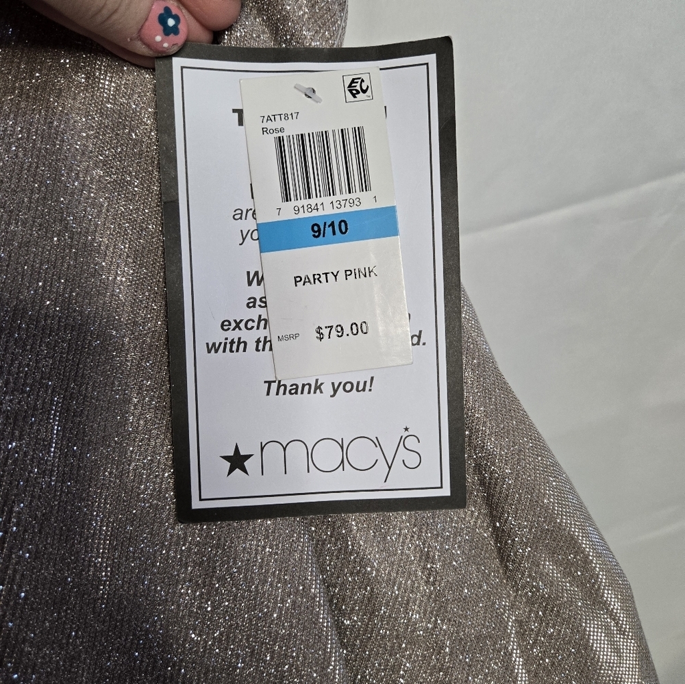 Sparkly Metallic Fit & Flare Party Dress Size 9/10 B. Darlin - Picture 4 of 8